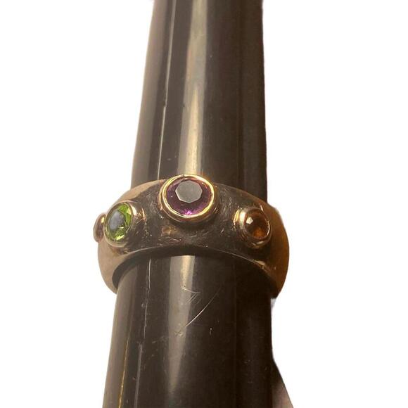 Stylish Multi-Gemstone Silver Ring - Picture 6 of 10